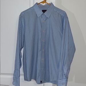 UNTUCKit LS Check Gingham Blue Plaid Reg Fit Dress Shirt 100% Cotton-Carneros